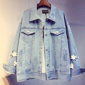 Denim jacket cardigan spring and autumn short loos